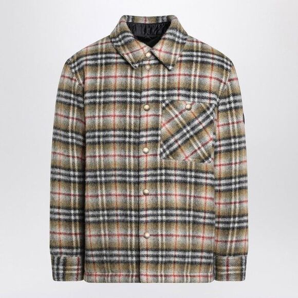 BURBERRY Checked Wool Blend Shirt Jacket Men Beige Shirts